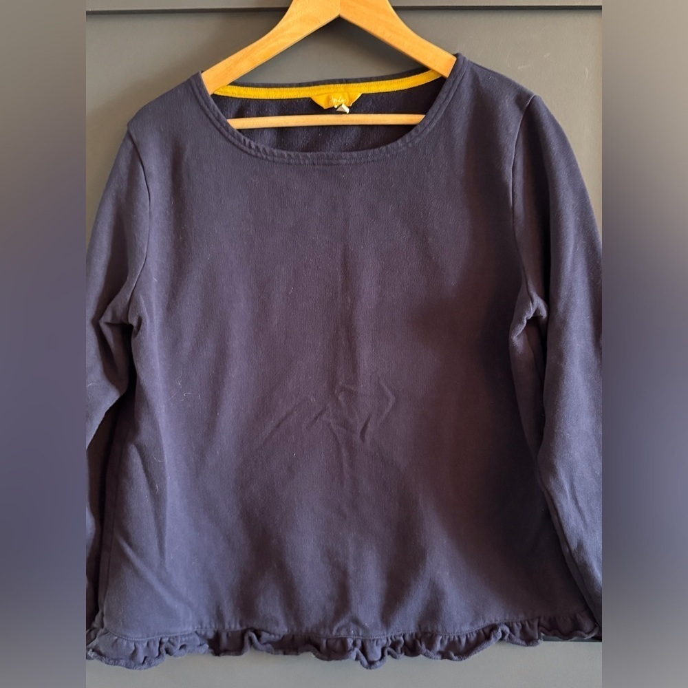 Joules Navy Sweater with Ruffle Trim